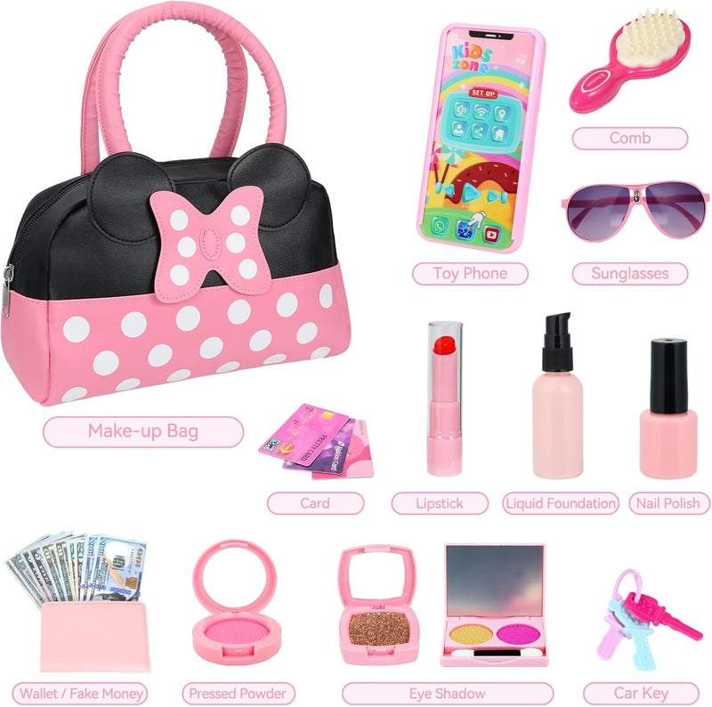Mytothfy Pretend Play Purse for Little Girls, Toddler Purse with Pretend Makeup Toys for Toddlers, Princess Pretend Play Purse Toys with Accessories, Kids Purse Toy Birthday Gift for Girls Age 3 4 5 6+ - Image 4